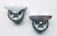 2 Stück Kohlenkastenrollen Eisen verzinkt Kunststoff Gummireifen grau