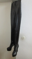 Kunstleder Stiefel Hosenstiefel Plateau Overknee schwarz Schritt-RV Gr. 40 / 41