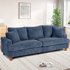 Blau Corduroy Sofa 3 Sitzer