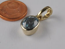 Solitär Aquamarin Anhänger  585 Gold Clip Verschluss modern neuwertig