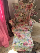 Ohrensessel Fernseh-Sessel Blumenmuster  Blau Rose Pink Lila Beige Grün