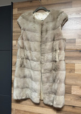 Beige lange Fellweste Damen