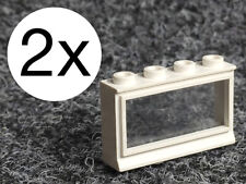 Lego 2 x 453 Fenster mit Scheibe 1 x 4 x 2 weiß weiss - Vintage alt