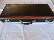 Tenniskoffer vintage 1930er Jahre, schwarz Lederbesatz, Altersspuren