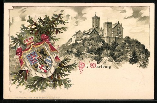 Lithographie eisenach ansicht - lithographie,