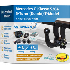 AHK abnehmbar für Mercedes C-Klasse S204 07-14 +13polig E-Satz JAEGER