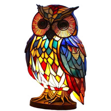 Farbige Buntglas Katzenlampe