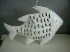 XL Metall Fisch Laterne/Windlicht weiß Neu