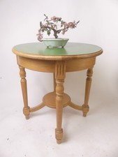 Antik Stil Beistelltisch Eiche Rund Tischplatte Grün D 57 cm x H 60 cm