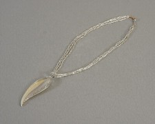 edle Design Murano Glas Halskette Flügel Collier Magnetverschluss Vintage RAR