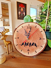 Wanduhr Holz Baumscheibe Douglasie mit Motiv rustikal Landhaus Unikat Geschenk