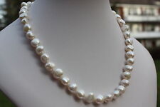 BBR10 50cm Süßwasser Perlen Schmuck Perlenkette Halskette 11-12mm Collier barock