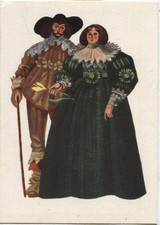 Alte Kunstpostkarte - Kleidung des reichen flämischen Bürgerstandes - Barock