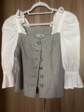 Trachtenmieder Bluse Grau/weiß 36 Folk Line NEU!!