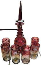 Antikes Wein Set Dekanter + 6