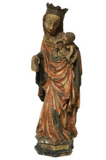 Alte geschnitzte Heiligenfigur Holzfigur Heilige Madonna Jesus Holz Figur 41cm