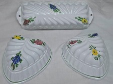 B07 3X Alte Backformen Puddingform Keramik Steingut? Vintage 1980-50er Nostalgie