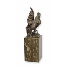 Bronzfigur Tier Hahn auf