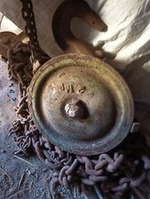 antike Seilwinde, Flaschenzug, mit Kette, 1000 kg Zugkraft, funktionstüchtig