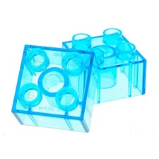 2x Lego Duplo Bau Stein 2x2x1 transparent medium hell blau Glasstein 3437
