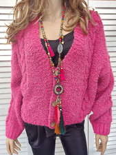 Dicke Strickjacke Cardigan in Boucléstrick onesize 36 38 40 42 pink Neu