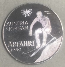 500 Schilling 1980 Casinos in Österreich Jeton Ski Team Austria Sterling Silber