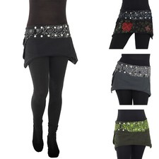 PUREWONDER Damen Zipfel Wickelrock Nierenwärmer Cacheur Goa Rock Minirock sk22