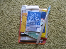 Schule Umschlag Buch Heft Hefter Lineal Dreieck Löschblatt Pinsel