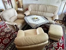 ECHT LEDER!! Sofa / Couch / Sessel / Hocker - Wohnlandschaft in Beige