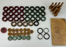 vtg Wood Carrom Pieces Parts
