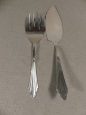 WMF 900 Fächermuster Fischvorleger 2 Teile 23 / 28  cm  90er Silberauflage