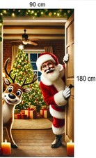 festliches Tür Banner Weihnachtsmann mit Rentier Weihnachten Deko 0.9x1x80m