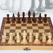 Schach Schachbrett Holz Schachspiel klappbares Brett Holzbox Reiseschach 29x29CM