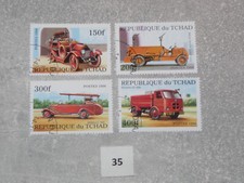 Feuerwehr,Blaulicht,Einsatzfahrzeug , auf Briefmarken ,Rep. du Tchad ,  (35)