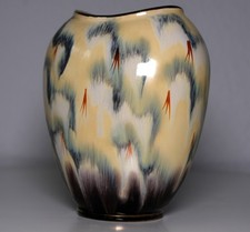 WGP Bay Keramik Vase mit Goldrand 570-14 Fischmaulvase handbemalt 50er Jahre