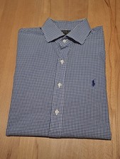 Polo Ralph Lauren Hemd Herren 40/41 Slim Fit  Blau Kariert Langarm Klassisch