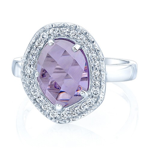 Amethyst diamantring 14k weiss - diamantring,