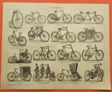 FAHRRÄDER Fahrrad  Hochrad Gepäckdreirad Zweirad Tandem Holzstiche 1902