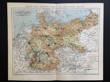 antike historische Landkarte Spezialkarte Landwirtschaft im Deutschen Reich 1908