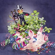3 Servietten ~ Glücksbringer Schwein Schornsteinfeger Klee Silvester