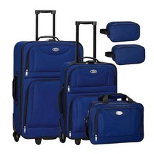Koffer Reisekoffer Kofferset Weichschale 5 teilig Trolley Blau B-WARE