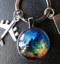 Schlüsselanhänger 3 teilig Länder Weltkarte  Landkarte hinter Acrylglas