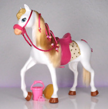 Mattel Barbie Pferd weiß blond / Schimmel Cremello mit süßem rosa Maul + Zubehör