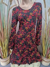 Aniston CASUAL Kleid Schwarz Bedruckt Langarm Rundhals Damen - Gr. 38/40/44/46