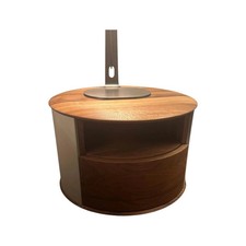 YOMEI Nachtkonsole S100 Korpus Leder Taupe Beige Front Und Schublade Nussbaum