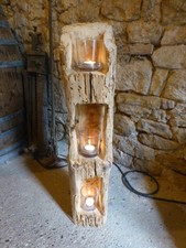 Windlicht Unikat aus altem Holzbalken Stele Altholz Balkenlicht 80 cm Laterne