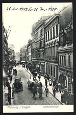 AK Annaberg i. Erzgeb., Kutschen und Geschäfte in der Buchholzerstraße 