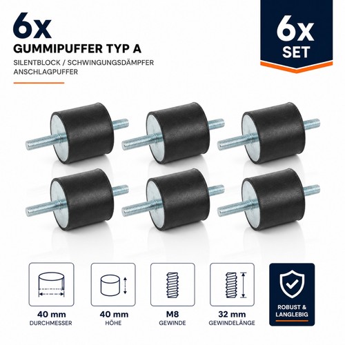 Gummipuffer typ a - 6x,