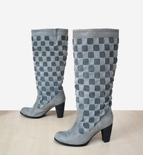 schöne Pieces High-Heel Stiefel Gr. 36 (evtl. kl. 37 ) Echtleder, Flecht-Muster