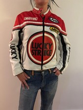 Vintage Lucky Strike Racing Lederjacke unisex – MotoGP Style, echtes Leder